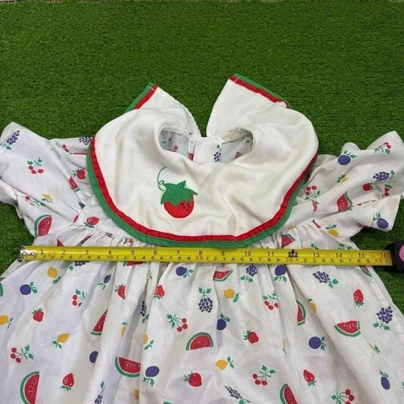 Vintage Youth Girls Size 4-5 Fruit Dress Top Smock A-Line Handmade Sunday Best - Picture 6 of 6